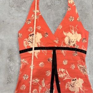 Floral Halter Dress with Black Accents